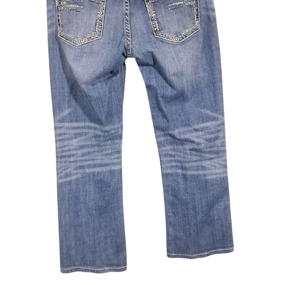 Rock & Roll Cowgirl Jeans Riding 30x28 Boot Western Stone Wash Embroidered Rodeo - Picture 6 of 15